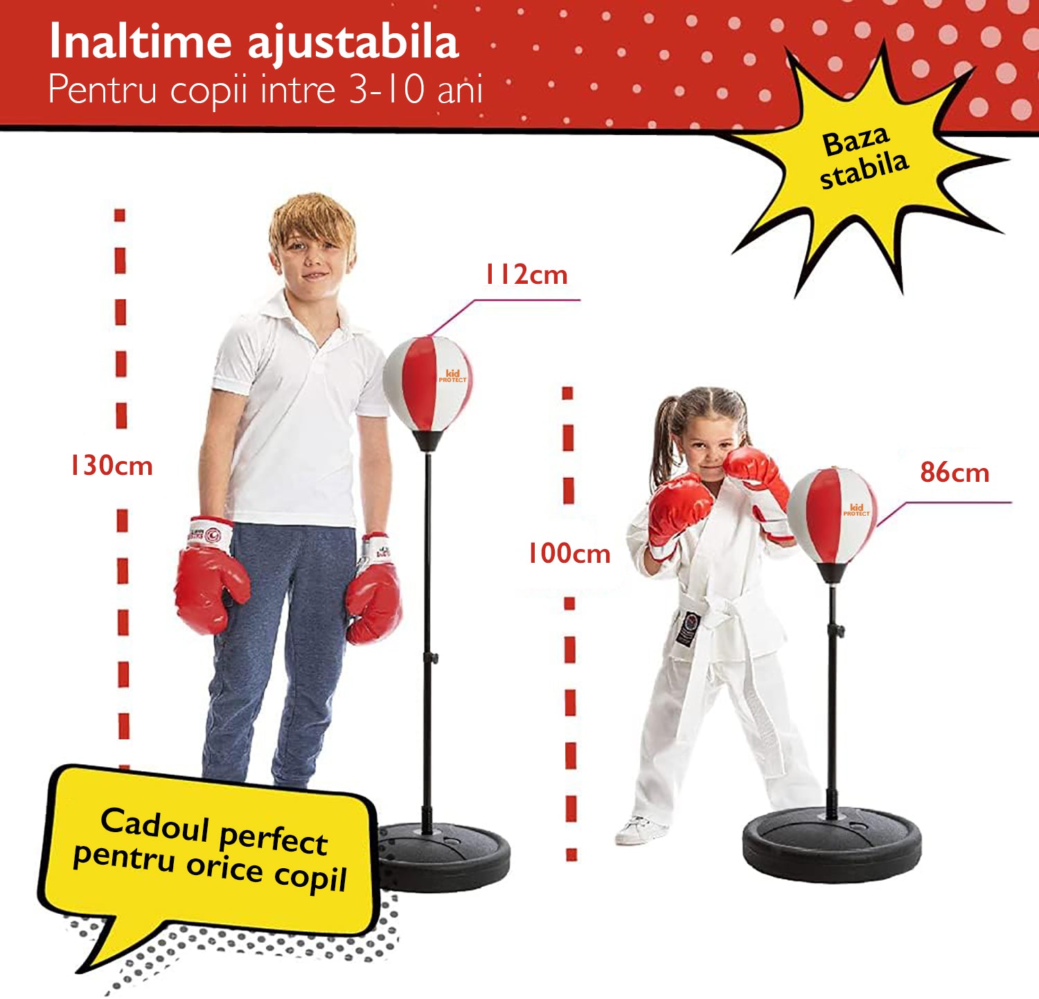 Sac de box copii KidProtect, rosu/alb Sac de box copii KidProtect, rosu/alb